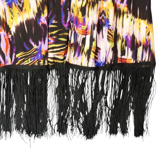 Russell Kemp Lightweight Cardigan Women 2X Black Abstract Fringe Semi Sheer Boho - Picture 4 of 10